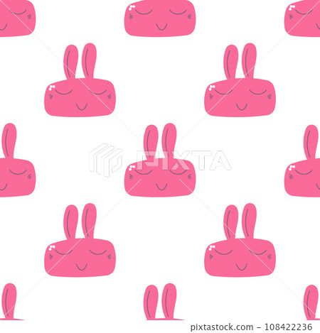 rabbit baby pink textile animal pattern elements 108422236