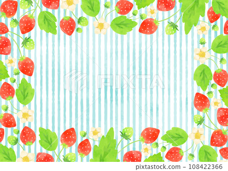 Hand-drawn strawberry and striped wallpaper 108422366
