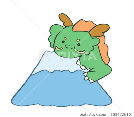 鬆散的手繪龍攀登富士山 108422610