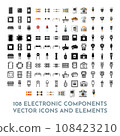 108 Electronic Components Vector Icon Pack and Elements 108423210