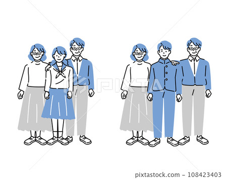 Family illustration (family of three, future, child-rearing, old age, loan, savings, own home, high school student) Family illustration (family of three, future, child-rearing, old age, loan, savings, own home, high school student) 108423403