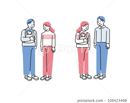 家庭插畫(三口之家、未來、育兒、老年、貸款、儲蓄、自己的家、嬰兒) 家庭插畫(三口之家、未來、育兒、老年、貸款、儲蓄、自己的家、嬰兒) 108423406