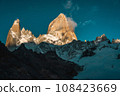 Looking up close at Fitz Roy, a mountain representing the Patagonia region in southern Argentina 108423669