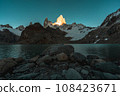 Looking up close at Fitz Roy, a mountain representing the Patagonia region in southern Argentina 108423671