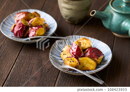 Daigaku sweet potato on a plate Daigaku sweet potato on a plate 108423933