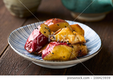 Daigaku sweet potato on a plate Daigaku sweet potato on a plate 108423939