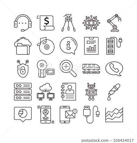 device artificial intelligence technology icon set device artificial intelligence technology icon set 108424017