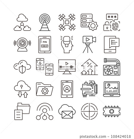 device artificial intelligence technology icon set device artificial intelligence technology icon set 108424018