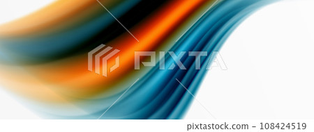 Rainbow color silk blurred wavy line background on white, luxuriously vibrant visually captivating backdrop. Stunning blend of colors reminiscent of rainbow, silky and gracefully blurred wavy pattern Rainbow color silk blurred wavy line background on white, luxuriously vibrant visually captivating backdrop. Stunning blend of colors reminiscent of rainbow, silky and gracefully blurred wavy pattern 108424519