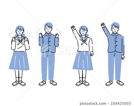 Illustrations of high school students (students, youth, entrance exams, club activities, studying, couples, motivation, effort) 108425003