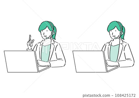 戴著對講機操作電腦的女醫生 108425172