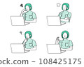 Female doctors and nurses with various facial expressions operating a PC 108425175