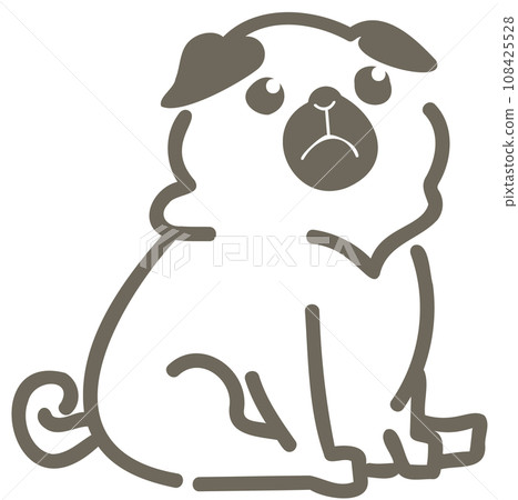 Illustration of a sitting pug 108425528