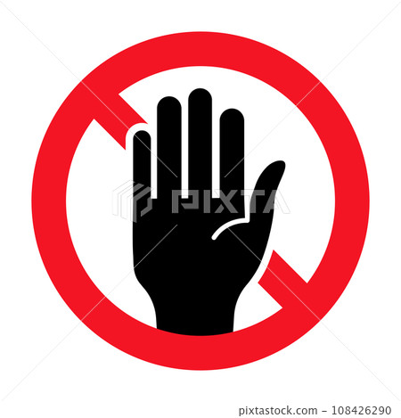 No trespassing icon. Don't touch me. Admission restriction. vector. No trespassing icon. Don't touch me. Admission restriction. vector. 108426290