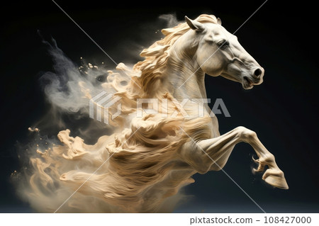 Abstract horse with complex motion and hazy color, Generative AI Abstract horse with complex motion and hazy color, Generative AI 108427000