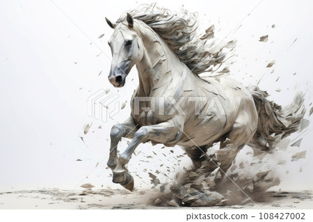 Abstract horse with complex motion and hazy color, Generative AI 108427002
