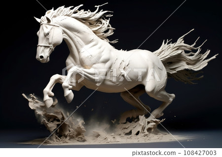 Abstract horse with complex motion and hazy color, Generative AI 108427003
