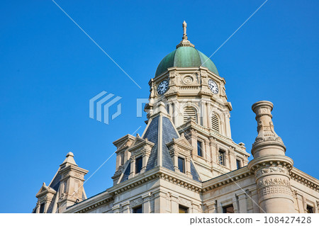 Nine forty in the morning with clock view of Whitley County Courthouse Nine forty in the morning with clock view of Whitley County Courthouse 108427428