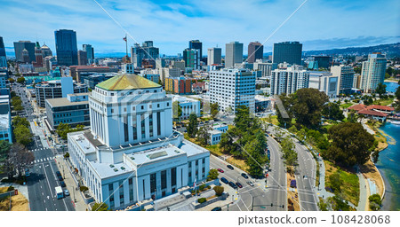 Alameda County Superior Courthouse aerial with view of Oakland city Alameda County Superior Courthouse aerial with view of Oakland city 108428068