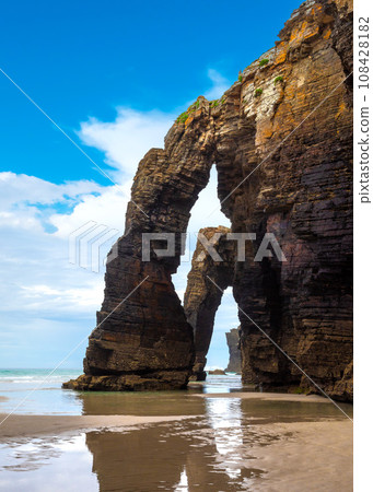 Natural rock arches Cathedrals beach, Playa de las Catedrales at Ribadeo, Galicia, Spain Natural rock arches Cathedrals beach, Playa de las Catedrales at Ribadeo, Galicia, Spain 108428182