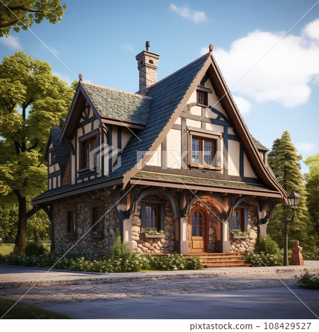 Exterior of a stylish German-style house AI image 108429527