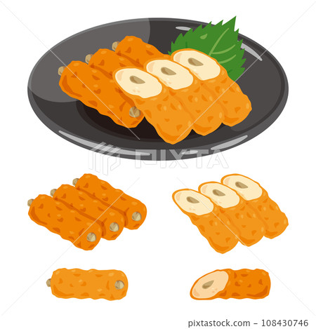 Burdock rolls on a plate Burdock rolls on a plate 108430746