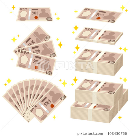 日本 5,000 日元鈔票圖像套裝 108430766