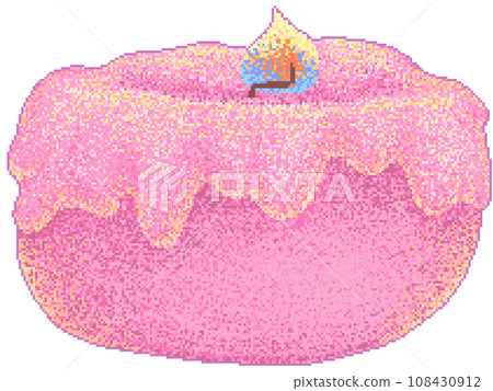 Pixel art lit small pink candle Pixel art lit small pink candle 108430912