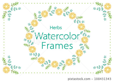 Illustration frame of herbs and plants used for aroma. watercolor style vector material 108431343