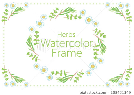 用於香氣的草藥和植物的插圖框架。水彩風格向量素材 用於香氣的草藥和植物的插圖框架。水彩風格向量素材 108431349