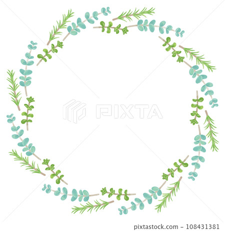 用於香氣的草藥和植物的插圖框架。水彩風格向量素材 108431381