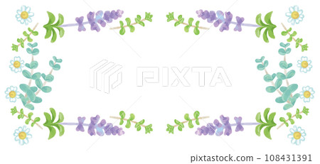 用於香氣的草藥和植物的插圖框架。水彩風格向量素材 108431391