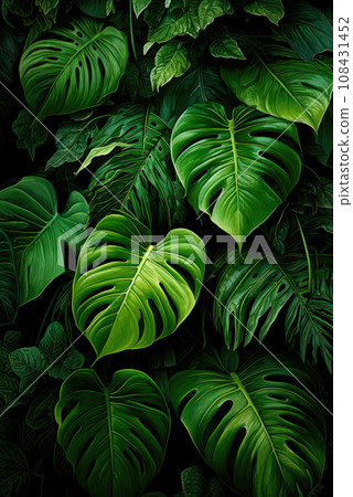 Natural background of tropical monstera leaves Natural background of tropical monstera leaves 108431452