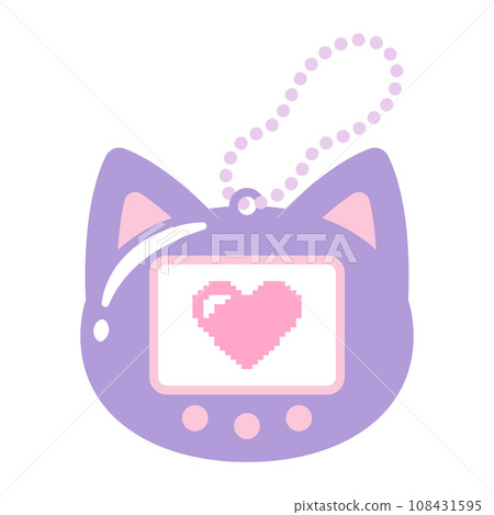 Illustration of a retro cat-shaped game console 108431595