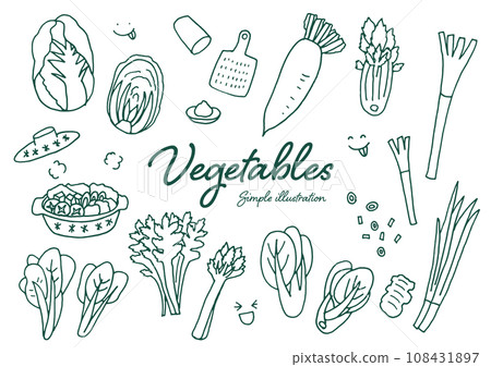 蔬菜的粗糙手繪插圖 蔬菜的粗糙手繪插圖 108431897