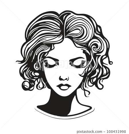 Silhouette of a woman with long flowing hair, with isolated background. Silhouette of a woman with long flowing hair, with isolated background. 108431998