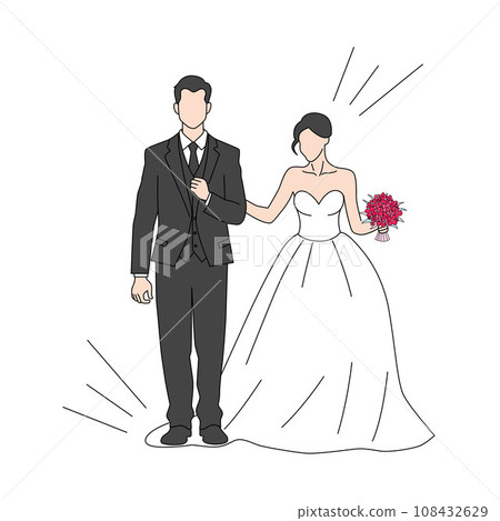 Groom stepped on the bride's dress, wedding bride and groom at wedding ceremony 108432629