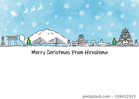 聖誕老人聖誕卡和廣島縣的觀光景點 108432915
