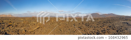 Panoramic view over the barren volcanic Timanfaya National Park on Lanzarote 108432965