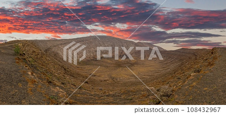 Panoramic view over the volcanic crater of Caldera Blanca on Lanzarote Panoramic view over the volcanic crater of Caldera Blanca on Lanzarote 108432967
