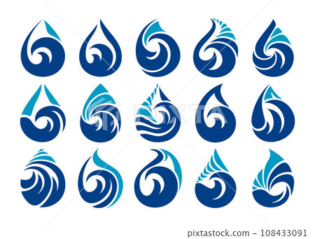 Set of abstract water wave droplet icon logo design 108433091