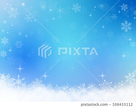 Sparkling frame covered with snow, blue 108433112