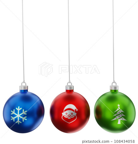 snow, santa and christmas tree icon on christmas ball 3D Render snow, santa and christmas tree icon on christmas ball 3D Render 108434058