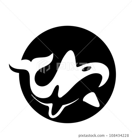 Simple black orca whale animal template logo creative design. Killer underwater animal. Logo for business, identity and branding. 108434228