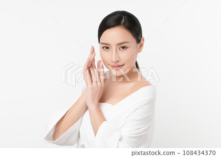 Beautiful young asian woman with clean fresh skin on white background, Face care, Facial treatment, Cosmetology, beauty and spa, Asian women portrait. 108434370