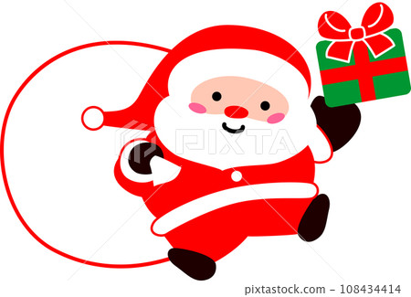 Christmas Santa Claus smiling with a present Christmas Santa Claus smiling with a present 108434414