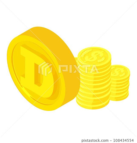 Dogecoin cryptocurrency icon. Isometric illustration of dogecoin cryptocurrency vector icon for web 108434554