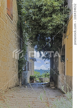 Picture from the town of Groznjan with idyllic cobbled streets and buildings made of natural stone 108434632