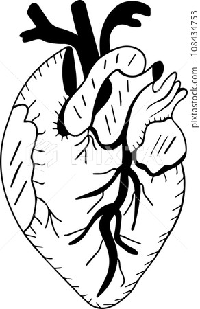 Heart icon isolated on white background. Vector medical heart logo. Line art. Tattoo emo gothic. Vector illustration Heart icon isolated on white background. Vector medical heart logo. Line art. Tattoo emo gothic. Vector illustration 108434753