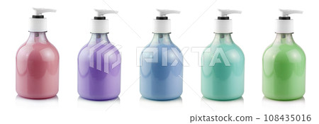 Set of Bottles of hand sanitizer with dispenser on white Set of Bottles of hand sanitizer with dispenser on white 108435016